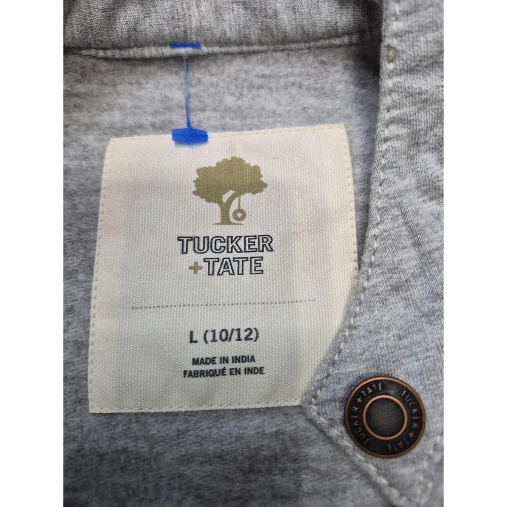 Tucker + Tate Kids Moto Jacket Ash Heather Grey Black Faux Leather L 10/12 NEW